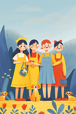 活力青年成人礼年轻扁平风插画