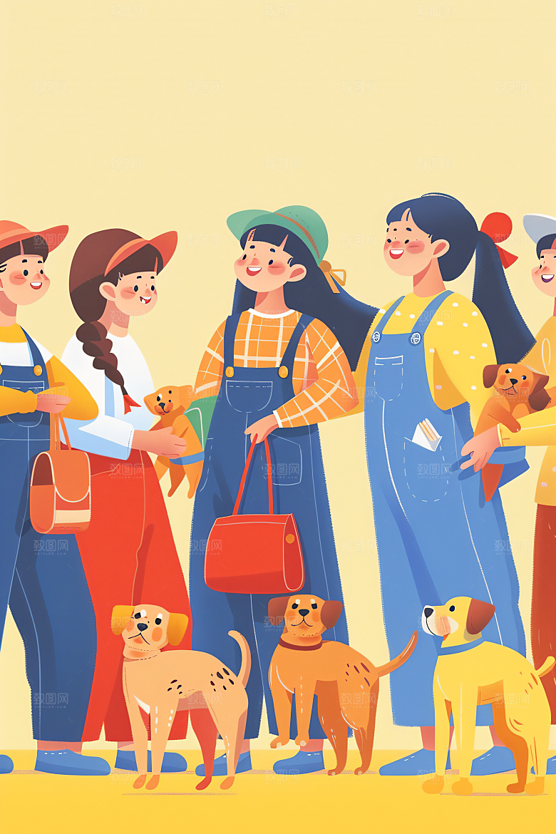 活力青年青春洋溢成人礼扁平风插画