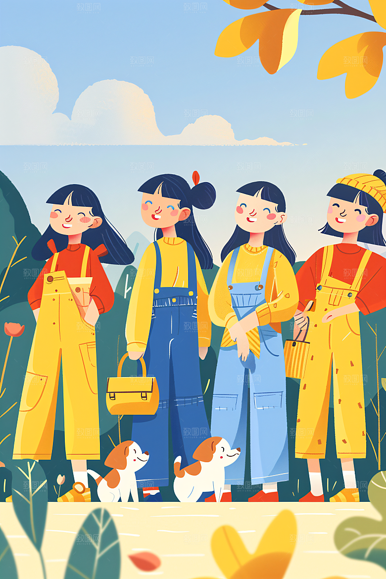 活力青年学生五四青年节扁平风插画