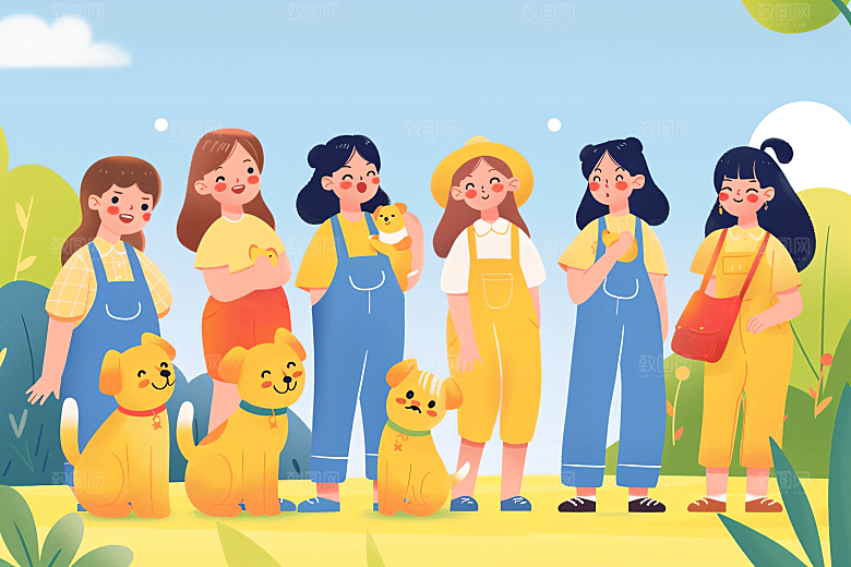 活力青年彩色成人礼扁平风插画
