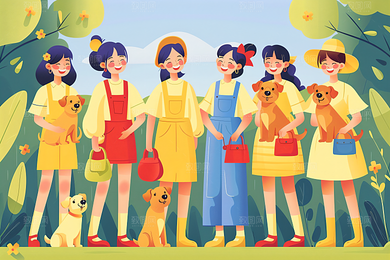 活力青年五四青年节简约扁平风插画