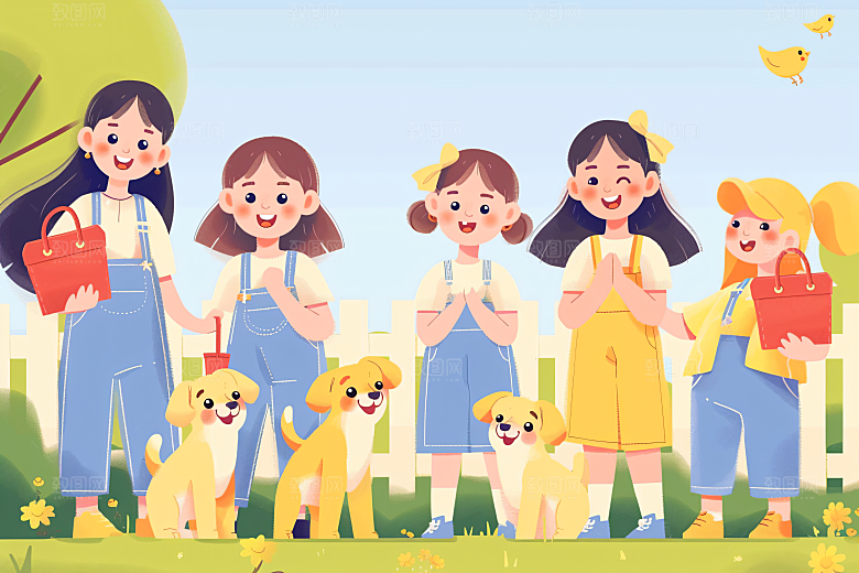 活力青年青春洋溢积极向上扁平风插画