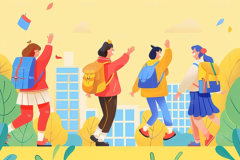 活力青年成人礼学生扁平风插画