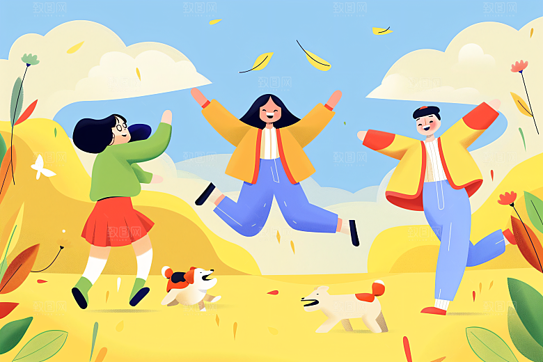 活力青年成人礼年轻扁平风插画