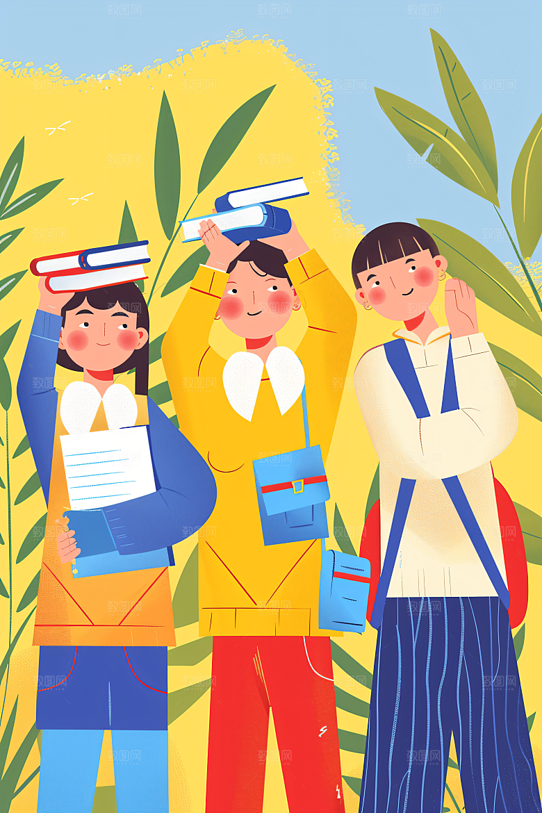 活力青年简约青春洋溢扁平风插画
