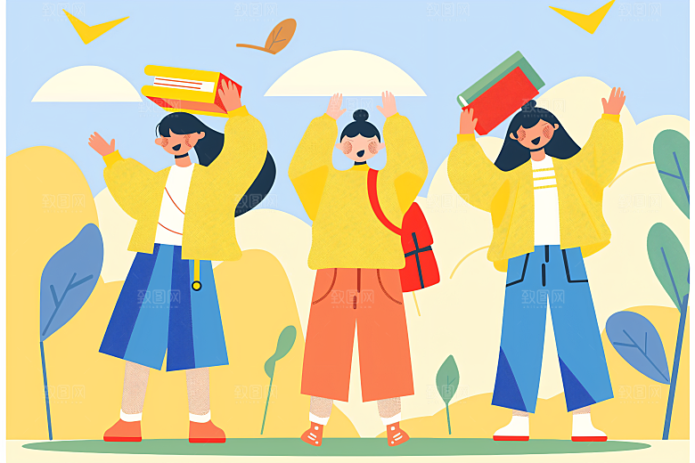 活力青年彩色鲜明扁平风插画