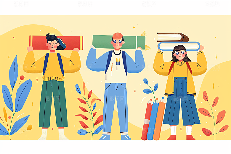 活力青年积极向上成人礼扁平风插画