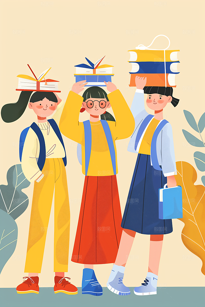 活力青年活泼积极向上扁平风插画