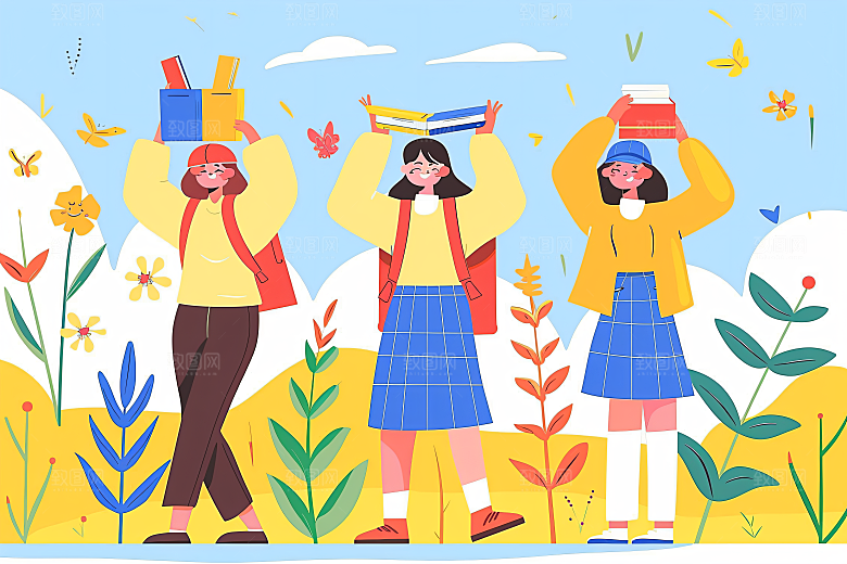 活力青年成人礼五四青年节扁平风插画