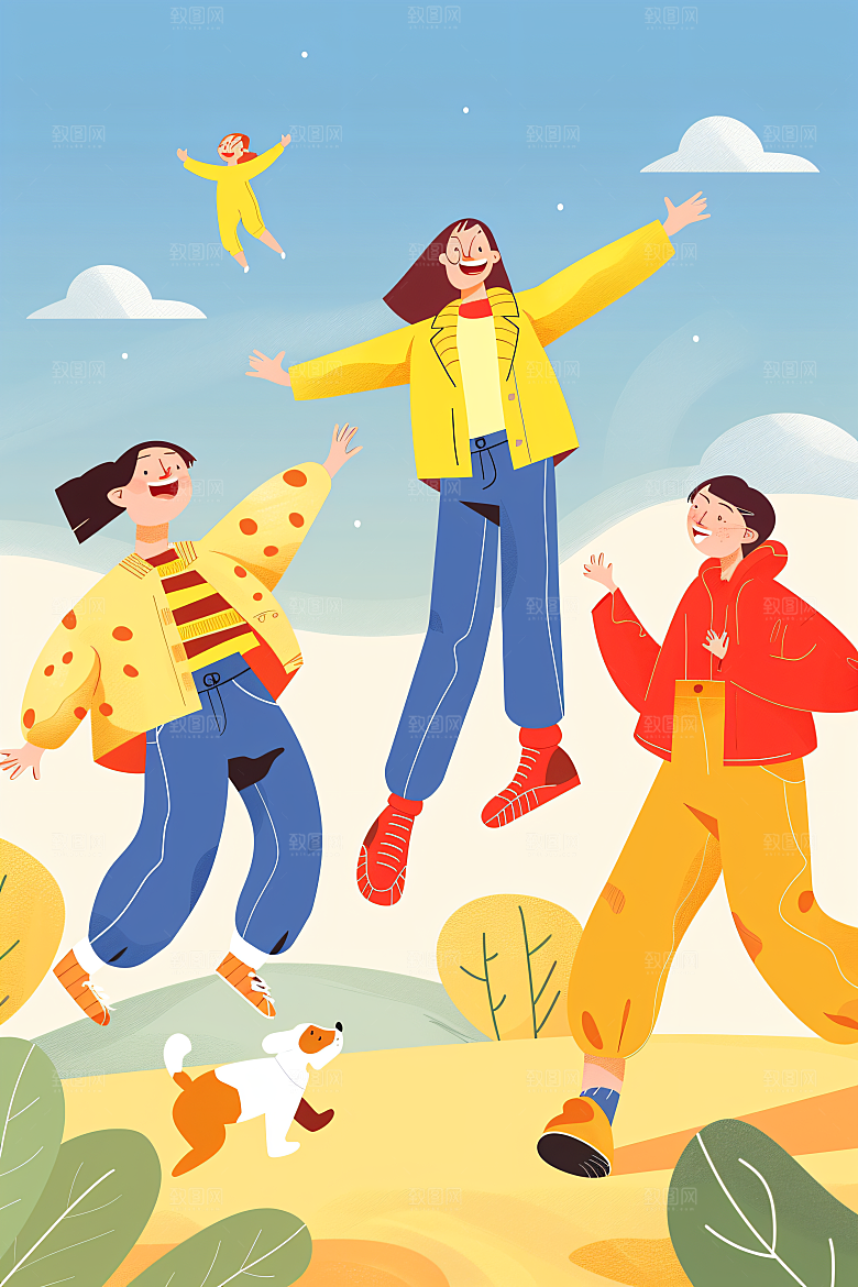 活力青年成人礼五四青年节扁平风插画