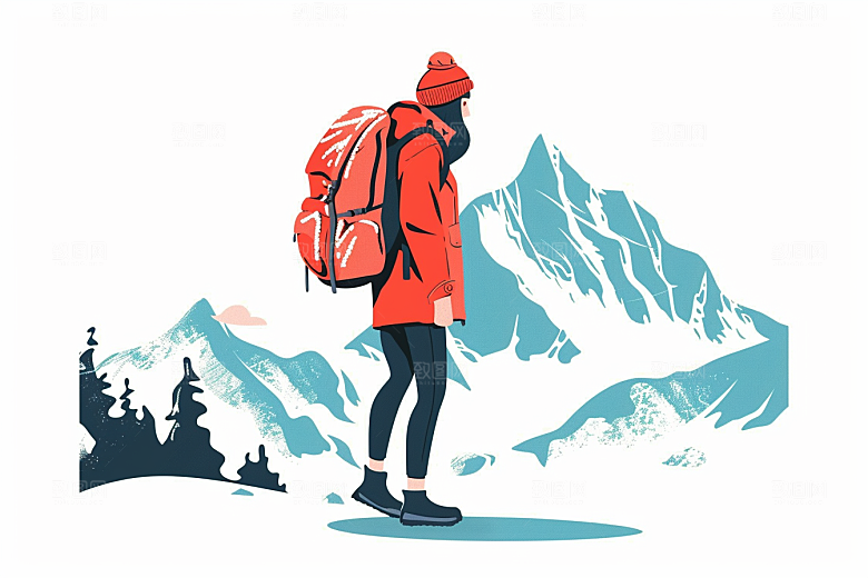 旅游人物清新游玩扁平风插画