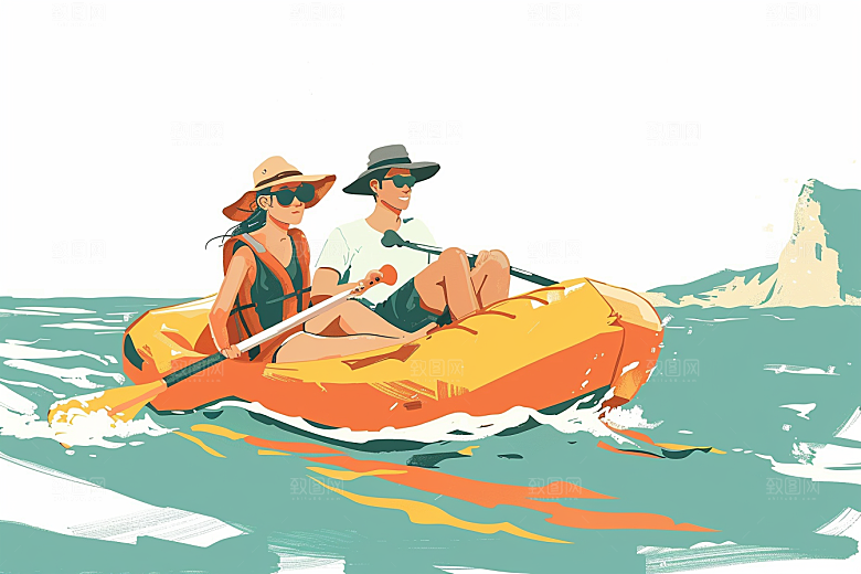 旅游人物自由行度假扁平风插画