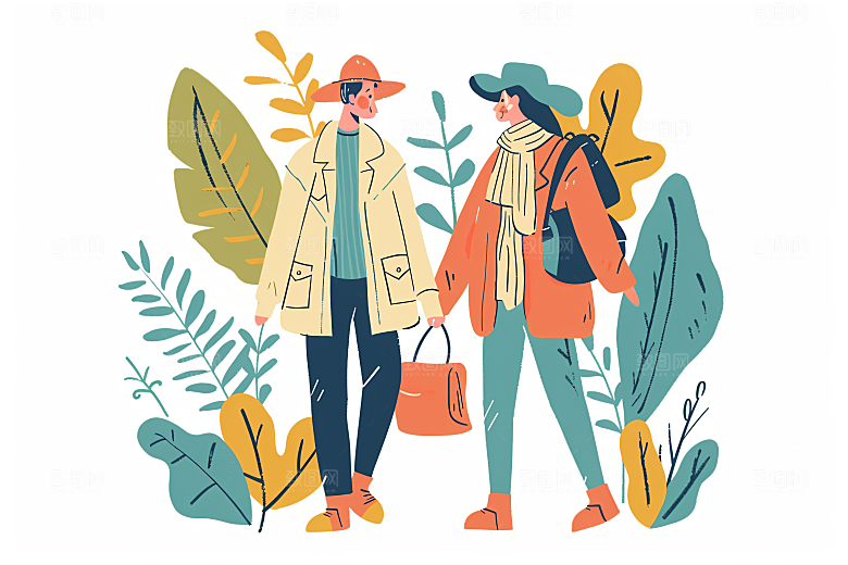 扁平风旅游旅行户外插画