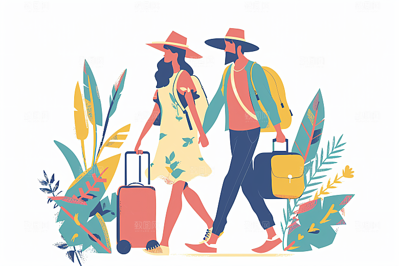 扁平风旅游高清休闲插画