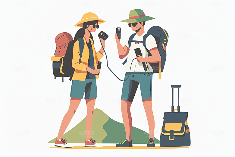 扁平风旅游休闲氛围感插画