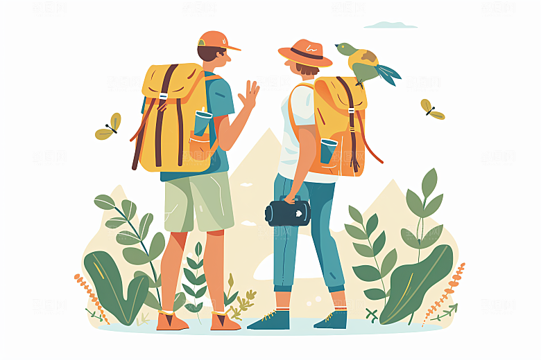 扁平风旅游旅行简约插画