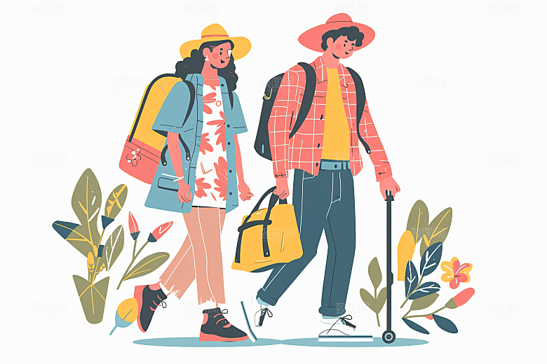 扁平风旅游高清山野插画