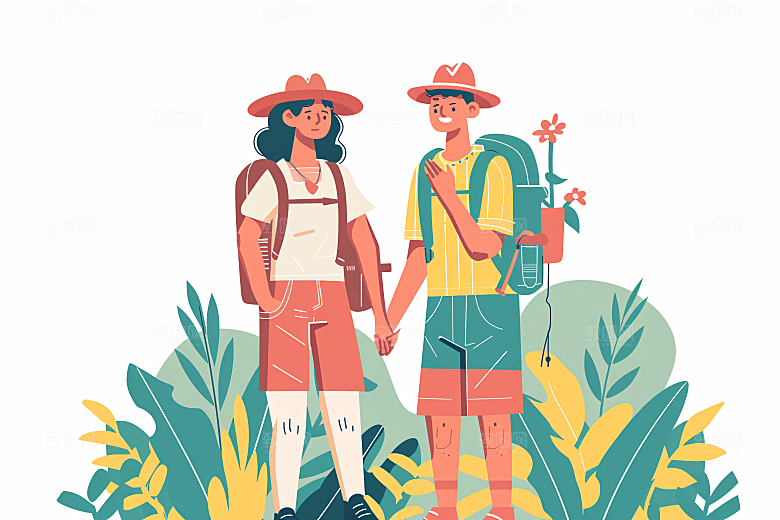 扁平风旅游高清山野插画