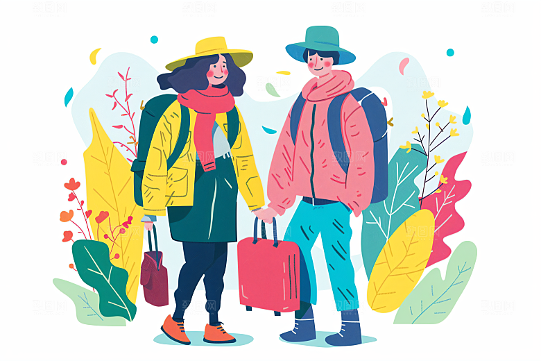 扁平风旅游清新高清插画