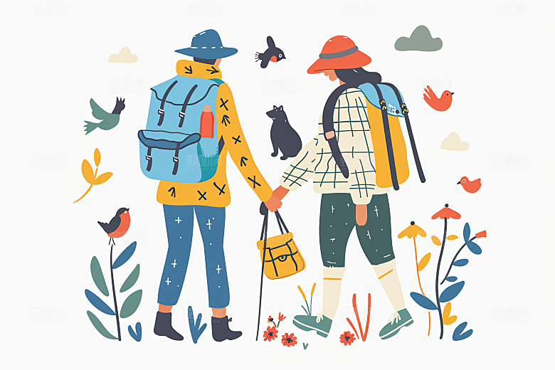 扁平风旅游高清休闲插画