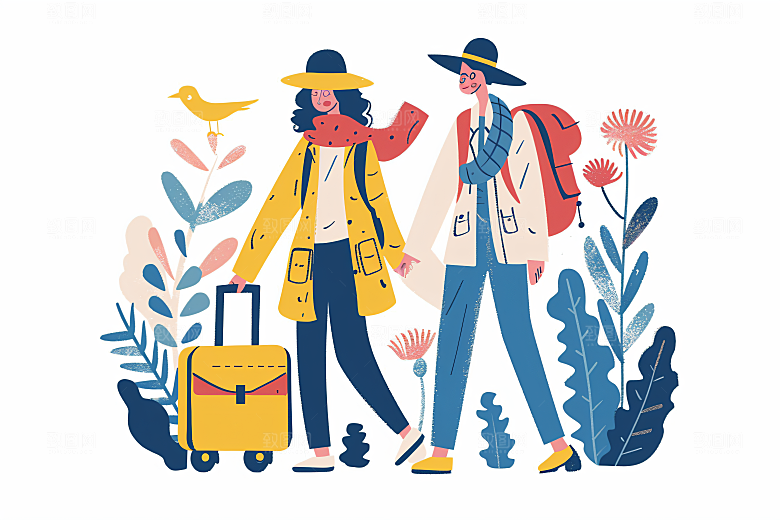 扁平风旅游户外高清插画