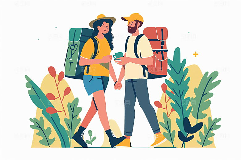 扁平风旅游简约户外插画
