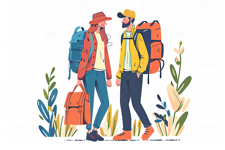 扁平风旅游旅行户外插画