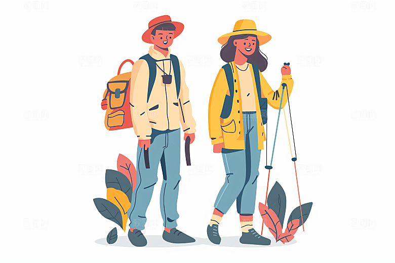 扁平风旅游自然手绘插画