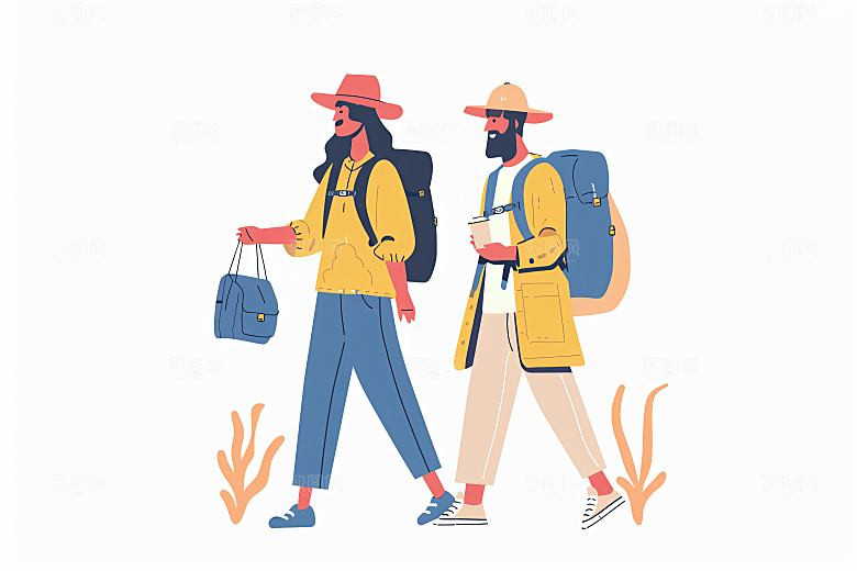 扁平风旅游高清户外插画