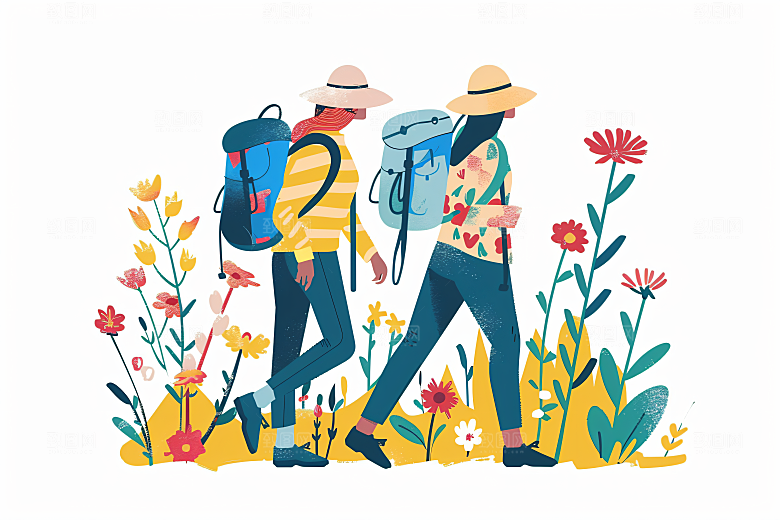 扁平风旅游旅行高清插画