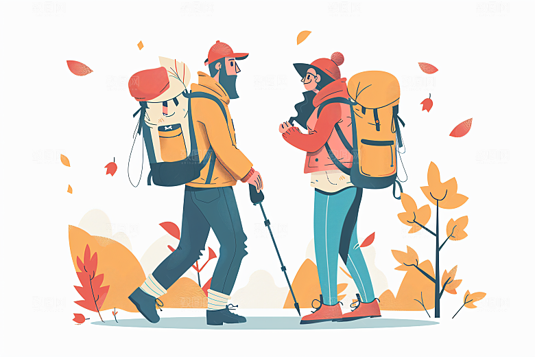 扁平风旅游自然户外插画
