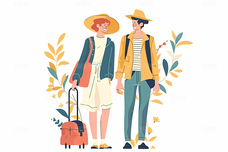 扁平风旅游休闲高清插画