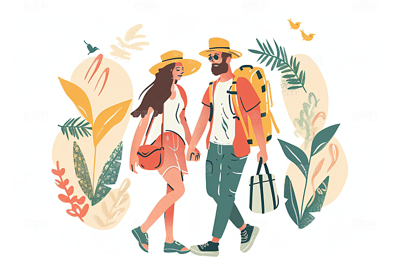 扁平风旅游休闲简约插画