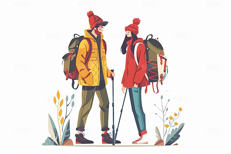 扁平风旅游休闲清新插画