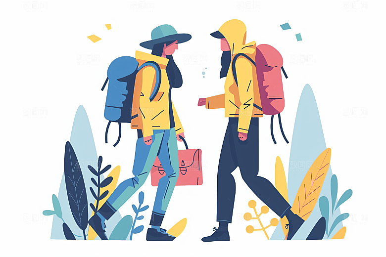 扁平风旅游高清清新插画