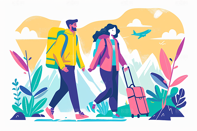 扁平风旅游清新高清插画