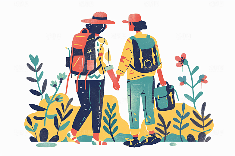 扁平风旅游高清户外插画