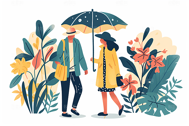 扁平风旅游休闲简约插画