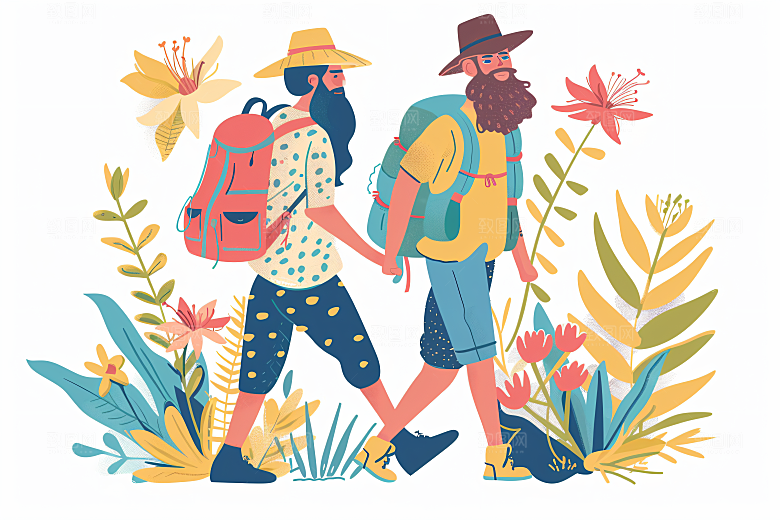 扁平风旅游高清户外插画