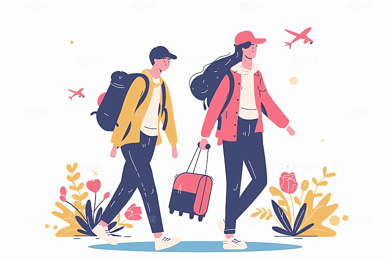 扁平风旅游自然休闲插画