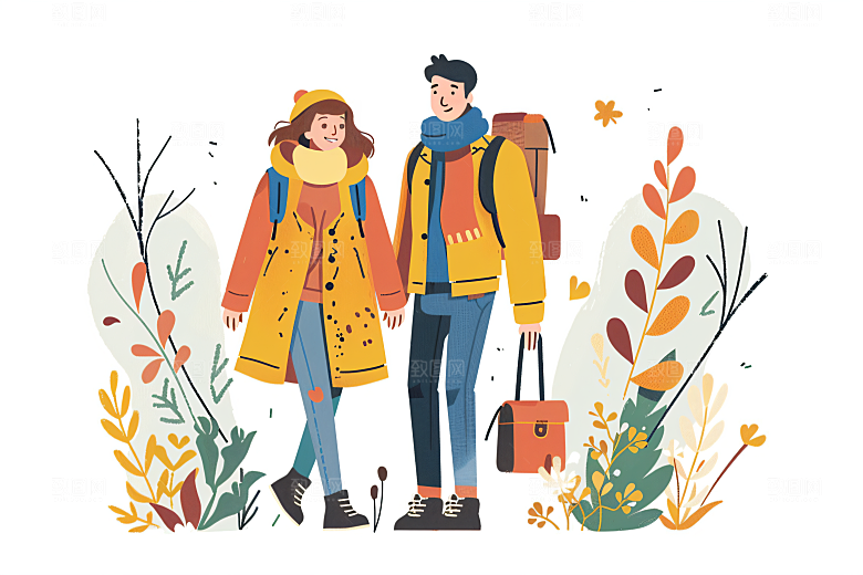扁平风旅游高清氛围感插画