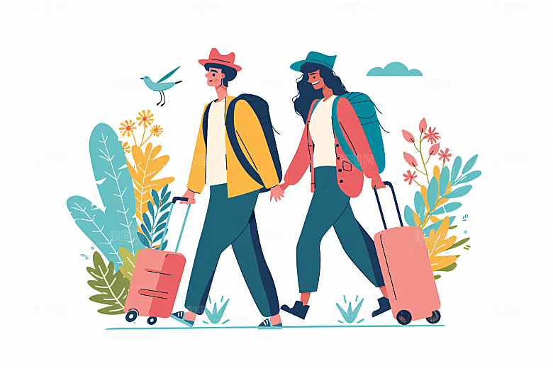扁平风旅游休闲高清插画