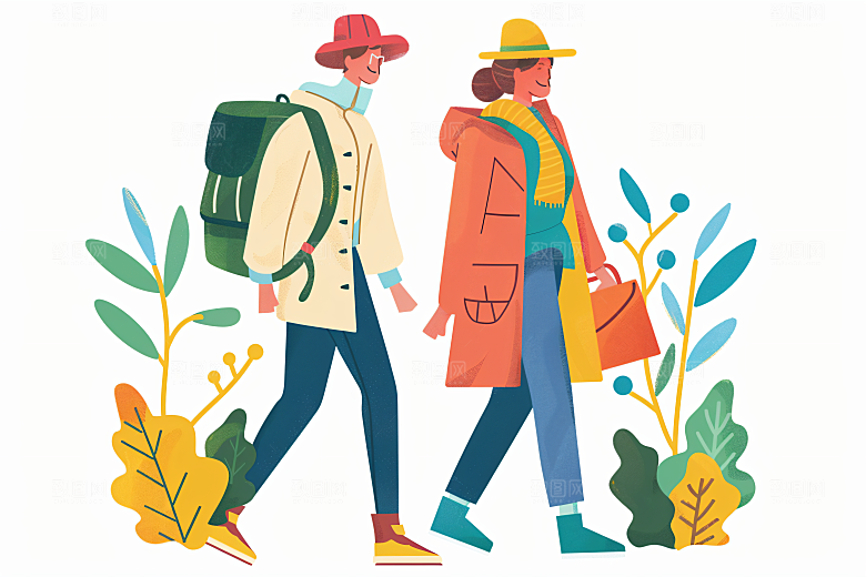 扁平风旅游高清休闲插画