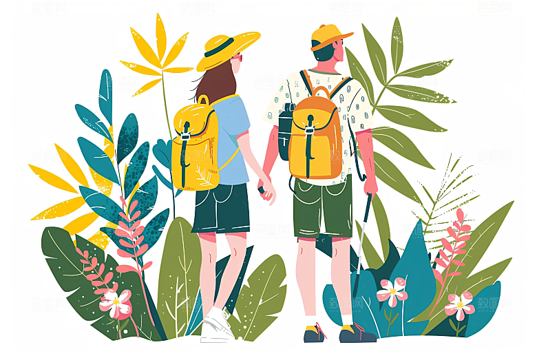 扁平风旅游高清氛围感插画