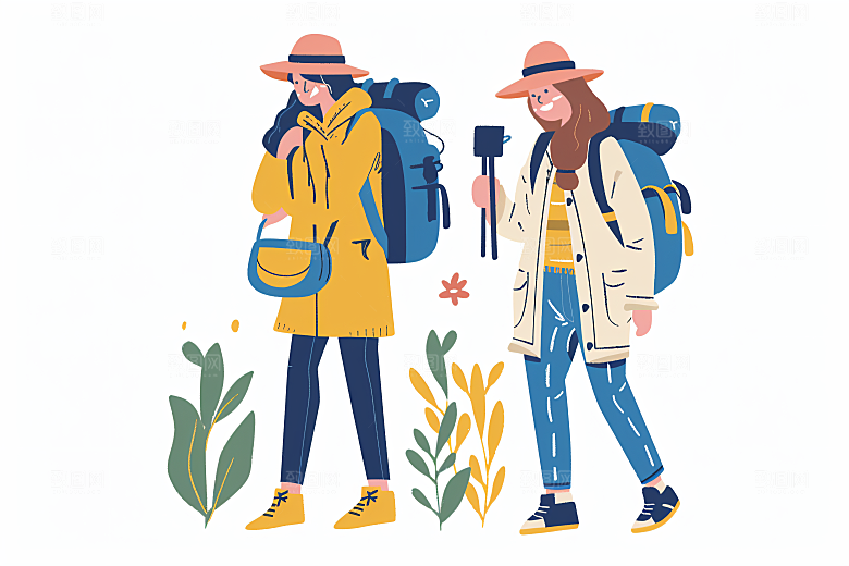 扁平风旅游旅行户外插画
