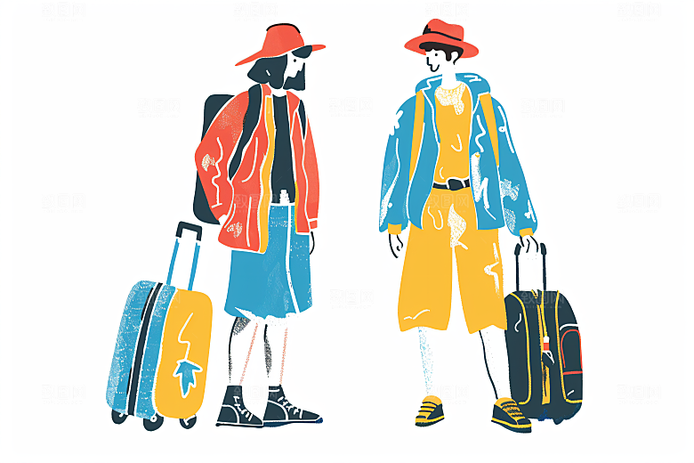 扁平风旅游踏青高清插画