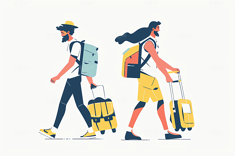 扁平风旅游户外露营插画