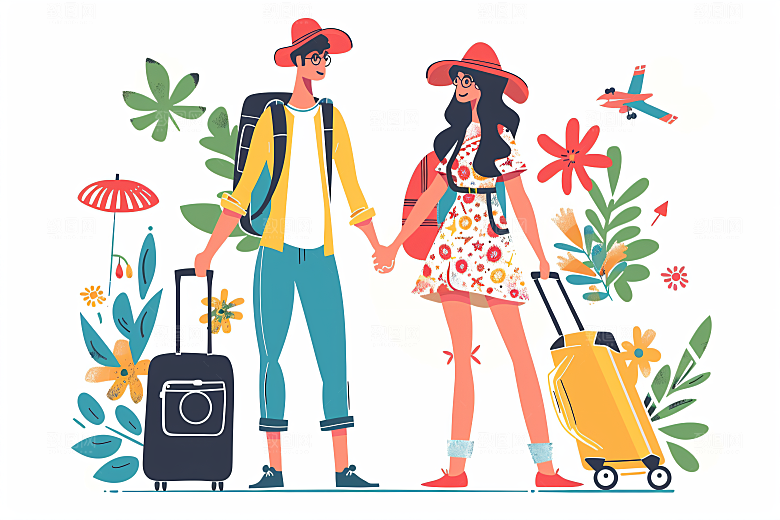 扁平风旅游休闲高清插画