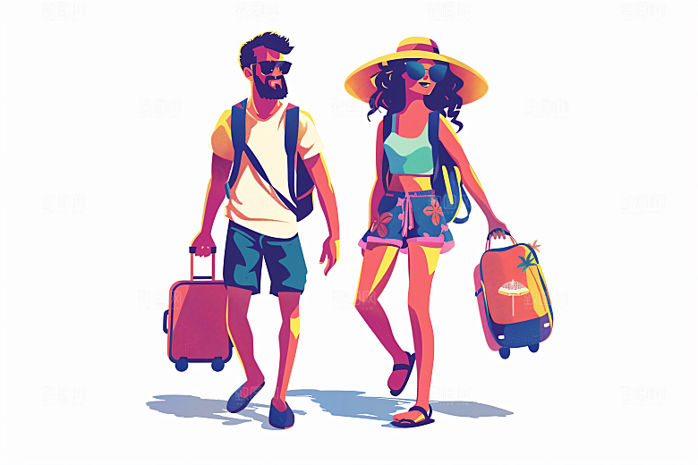 扁平风旅游高清旅行插画