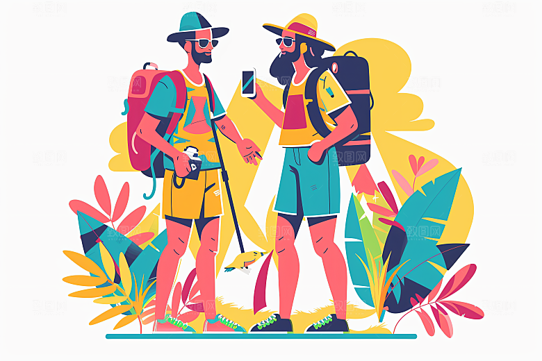 扁平风旅游简约休闲插画